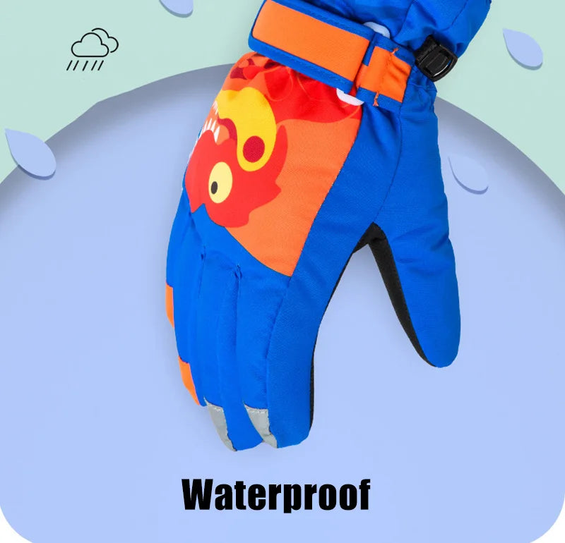 Thicken Baby Winter Gloves Coral Fleece Waterproof Child Ski Gloves Snowboard Outdoor Sports Kids Snow Mittens for Girls Boys