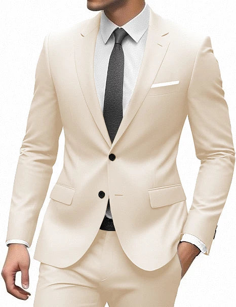 Elegant Suit for Men 2 Pieces Blazer and Pants Set Luxury Notched Lapel Tuxedo Suits for Men Formal Wedding Dresses Gentleman