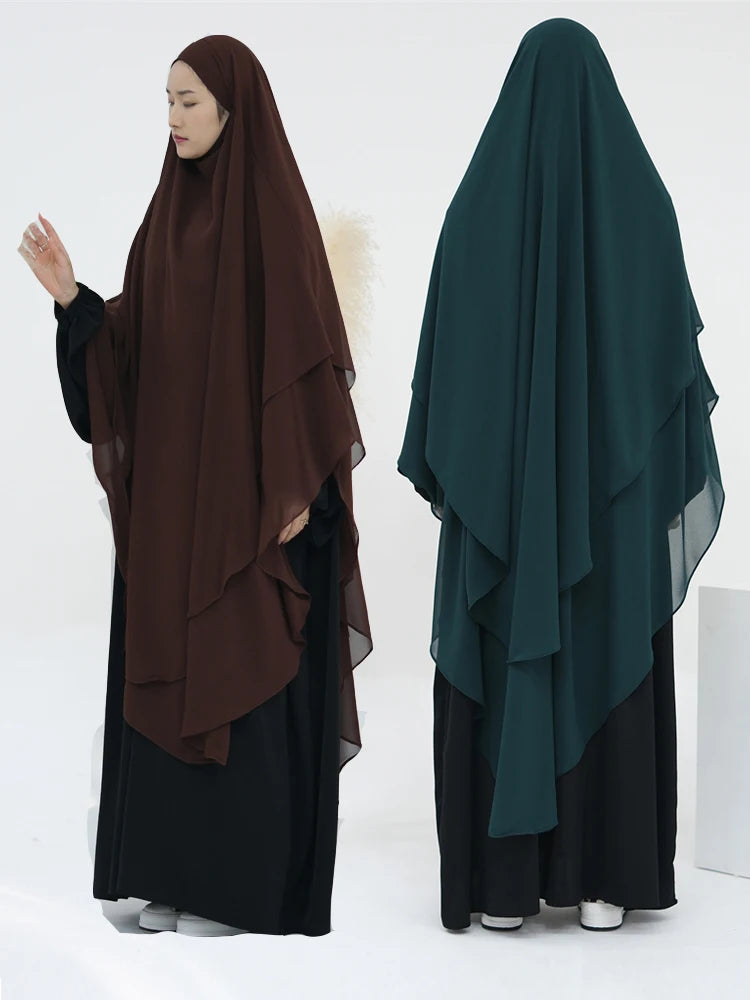 Women’s Elegant Chiffon Khimar & Abaya Set