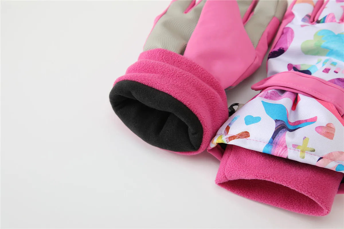 HONEYKING Kids Winter Ski Gloves Waterproof Warm Padded Mitten For Girls Boys Outdoor Skiing Cycling Windproof Snowboard Gloves