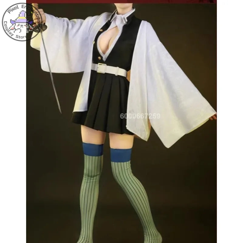 Promotion Price Anime Kanroji Mitsuri Cosplay Costumes Women Kisatsutai Sexy Skirt Uniform Outfit Wig Halloween Party Comic Con