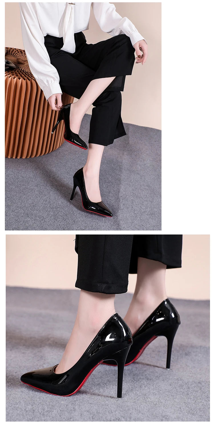 Classic Patent Pointed Toe Stiletto Pumps