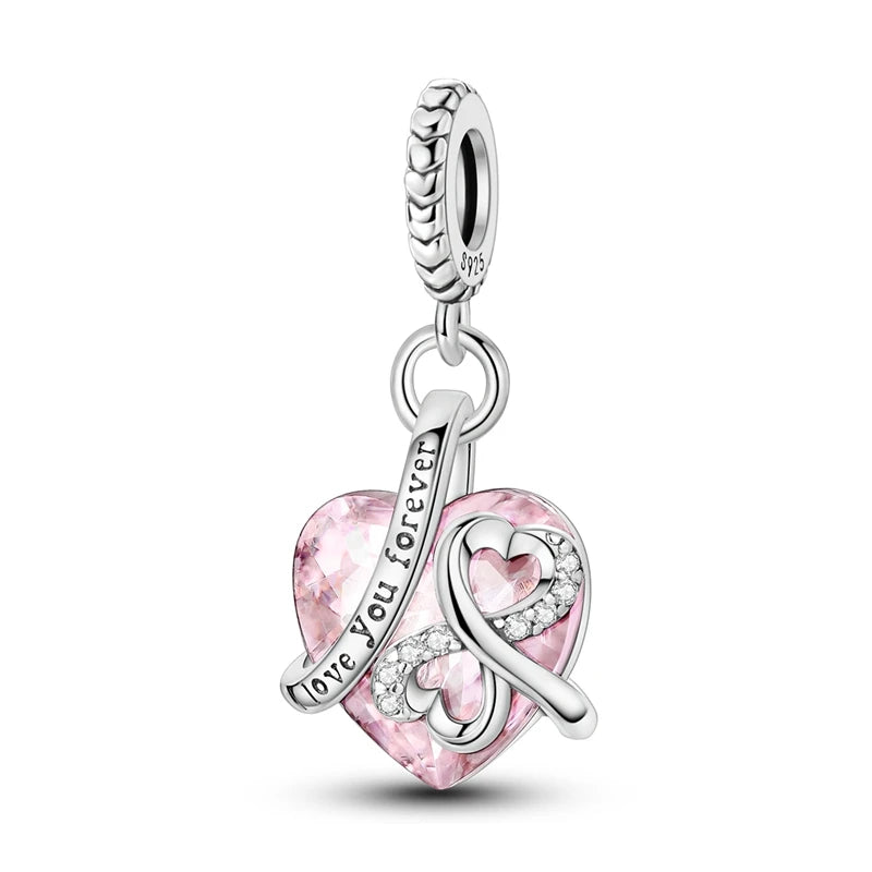 925 Sterling Silver Pink Ballet Girl Bow Pendant Charm Bead for Women – Elegant DIY Jewelry Making Charm for Bracelets & Necklaces