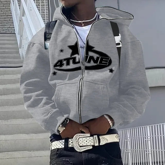 Men’s Hip Hop Printed Zip Hoodie