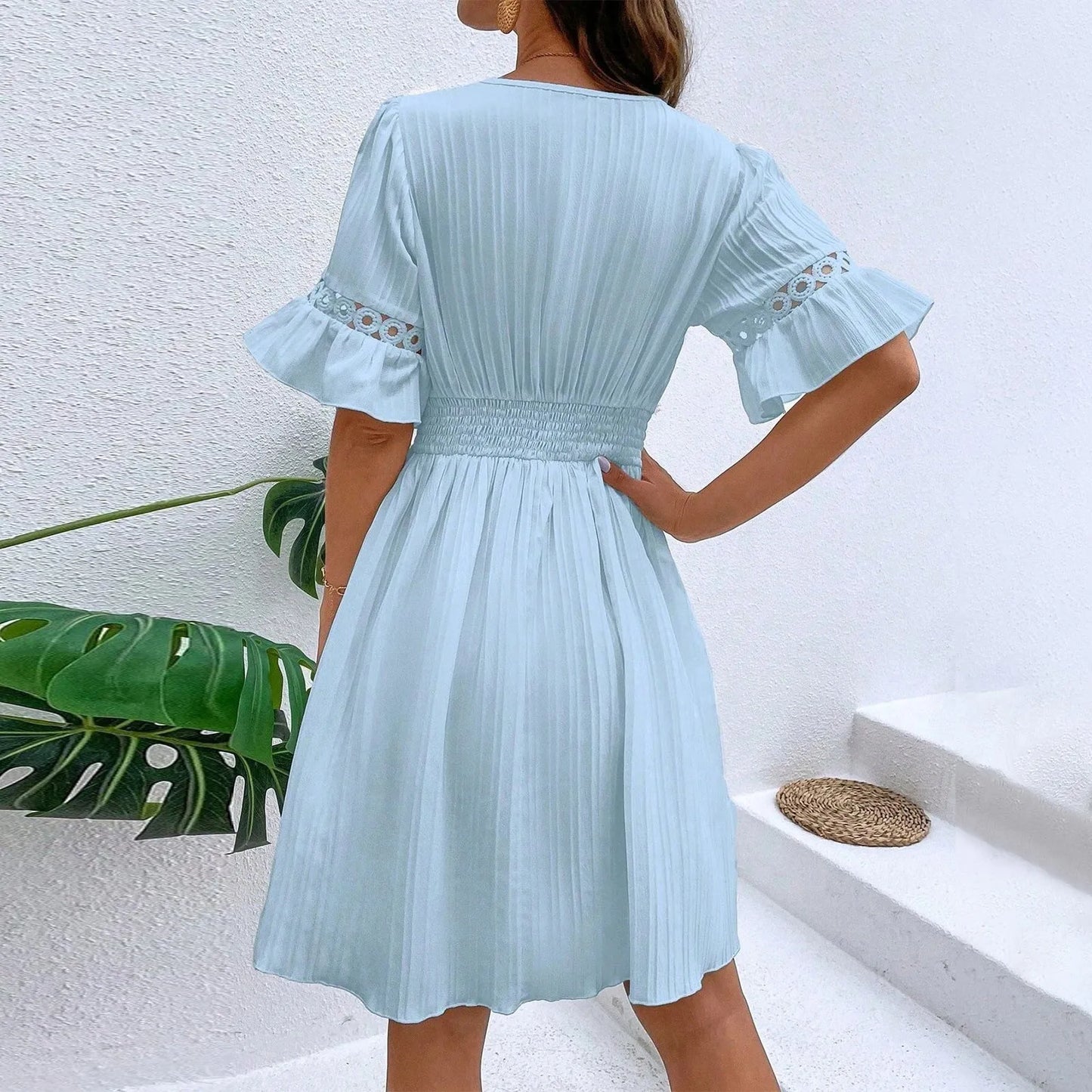Women’s V-Neck A-Line Mini Dress.