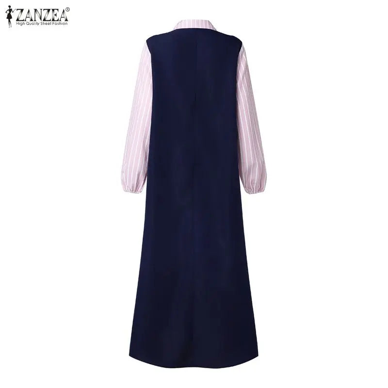 Elegant Striped Ramadan Maxi Dress