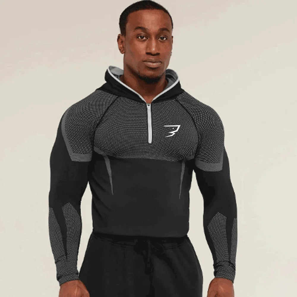 Men’s Quick-Dry Half-Zip Compression Hoodie