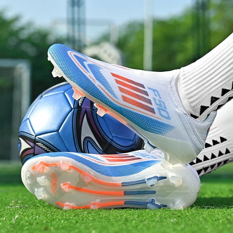 Men's Football Boots Without-lace Youth FG/TF Field Training Studded Fast Soccer Cleats Professional Non Slip Football Shoes