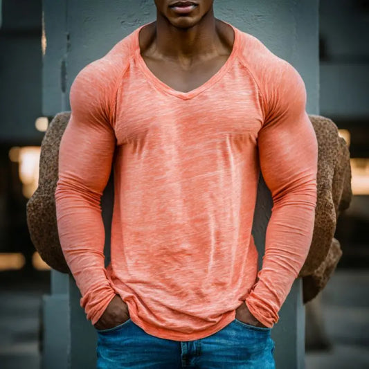 Men’s Long-Sleeve V-Neck Training T-Shirt