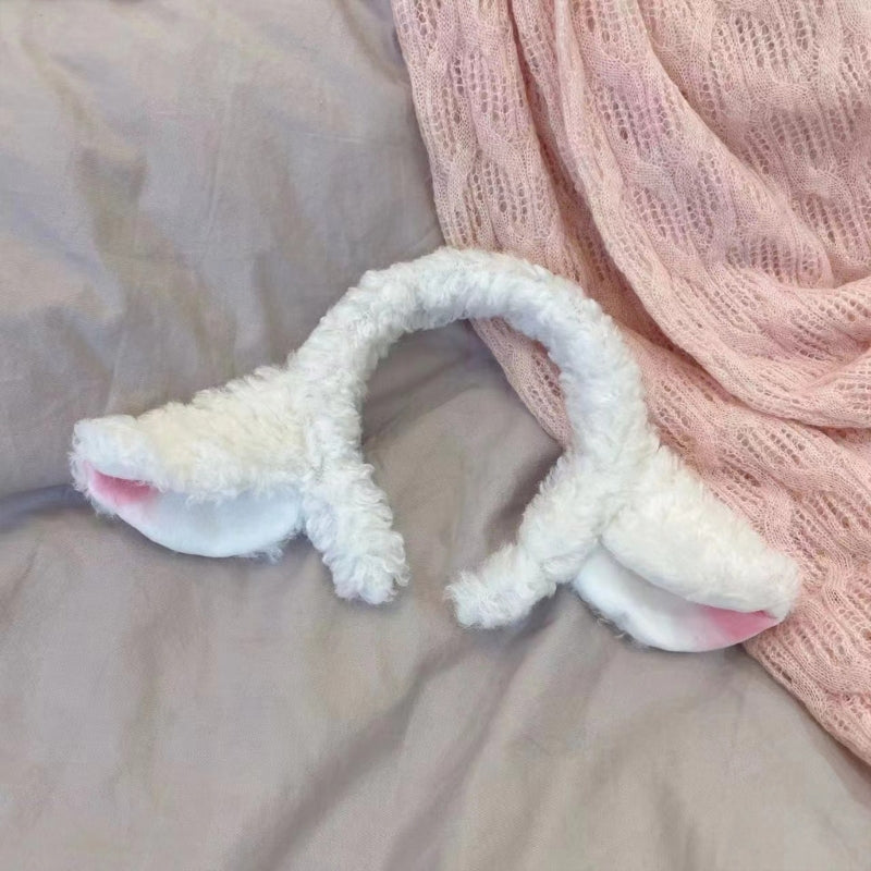Soft  Lamb Headband Animal Shape Plush Ears Hair Hoop for Washing Face Fluffy Animal Hairbands Cartoon Costume T8NB
