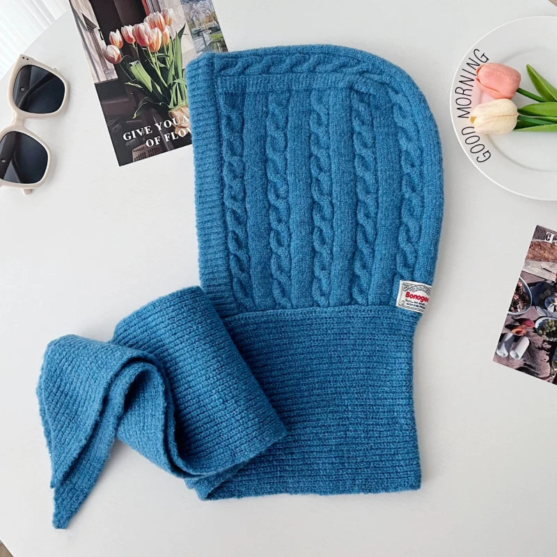 Oversize Hood Scarf Balaclava Hat Winter Ear Protection Windproof Warm Balaclava Hats Women Fashion Hat and Scarf Skullies Beani