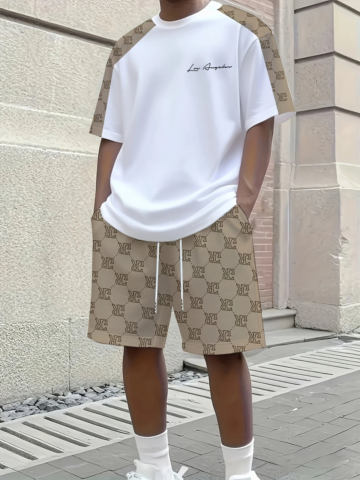 Summer Daily Comfortable Man's Clothing 2 Pieces Set for Man Matching Sets Stripe T-shirt and Shorts 2 Piece Set Men's Tracksuit