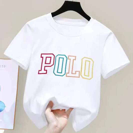 Kids 100% Cotton Letter Print Korean Style T-Shirt