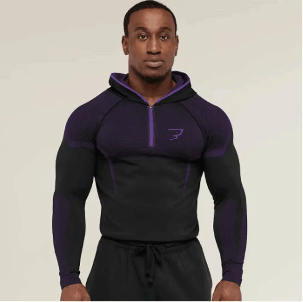 Men’s Quick-Dry Half-Zip Compression Hoodie