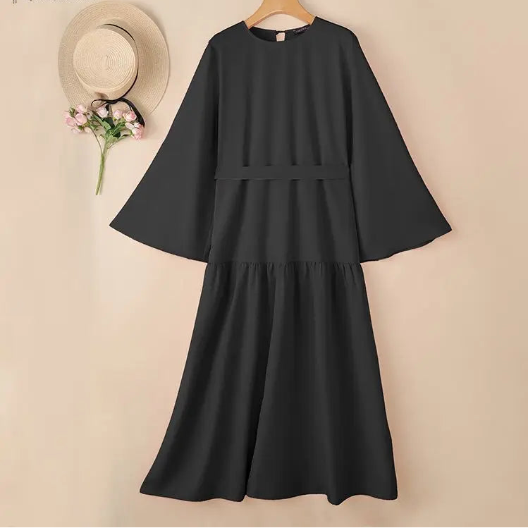 Women’s ZANZEA Modest Tie-Waist Maxi Dress