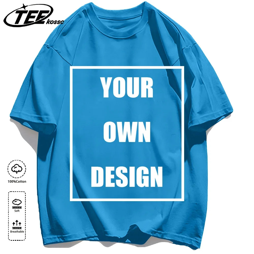 Customized LOGO Picture Men's Cotton T-Shirt Summer Colour Loose Short Sleeves Comfortable Fashion T Shirts Unisex O-Neck DIY Te