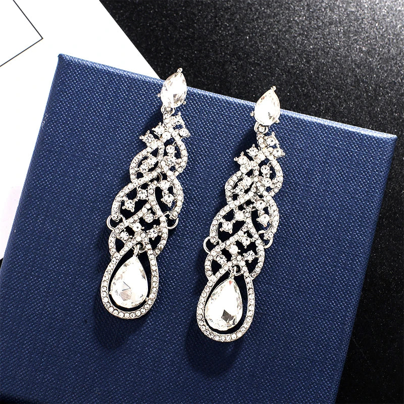 Crystal Zircon Geometric Drop Earrings
