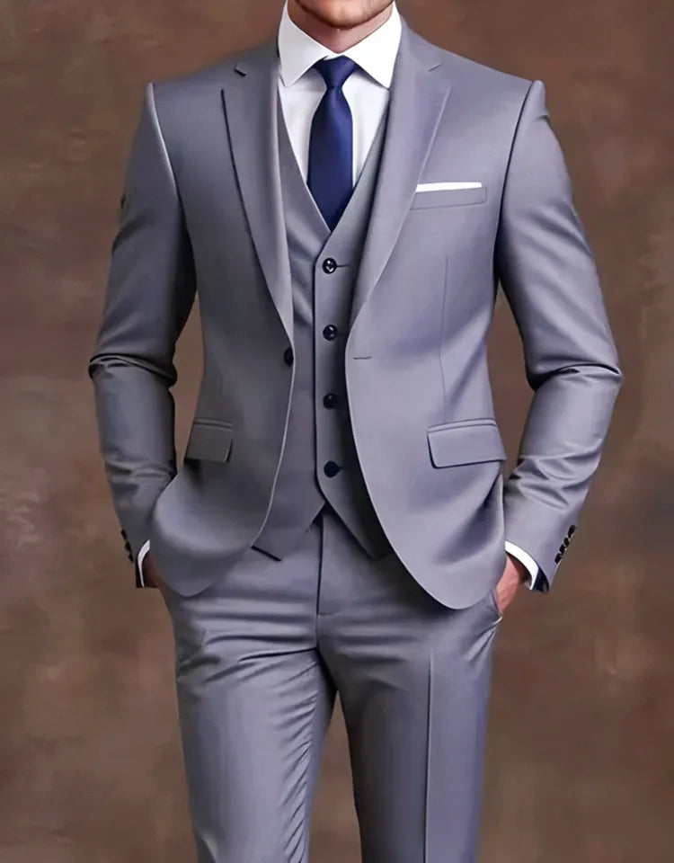 Men’s Elegant Slim Fit Tuxedo Suit Set – Classic Black Formal Suit for Weddings, Business, Parties & Special Occasions