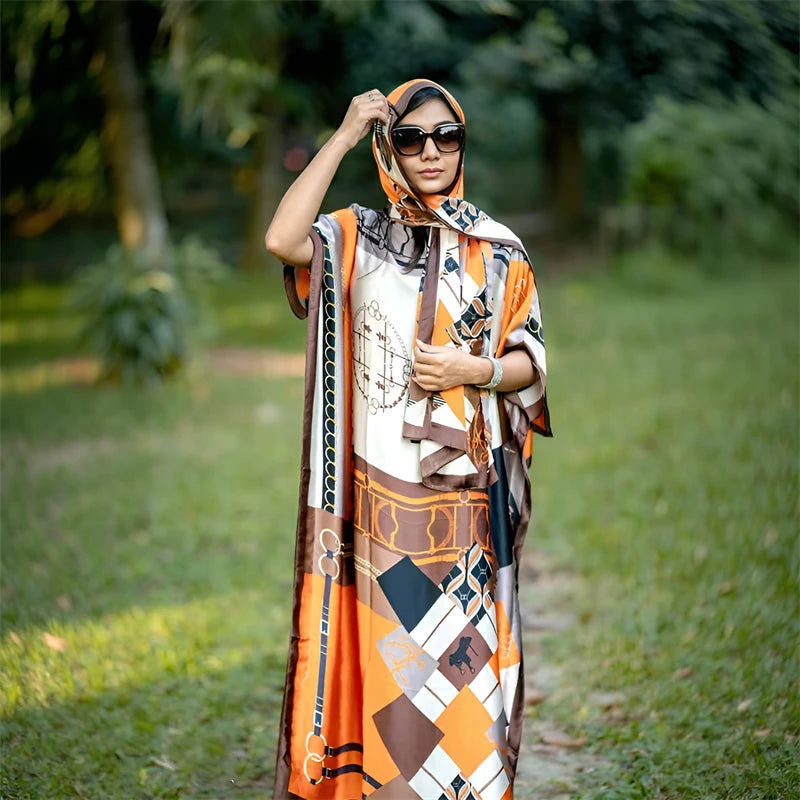 Women’s Printed Loose Maxi Abaya Dress
