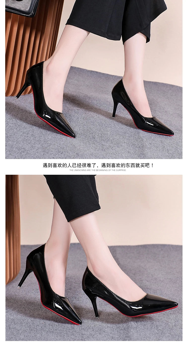 Classic Patent Pointed Toe Stiletto Pumps