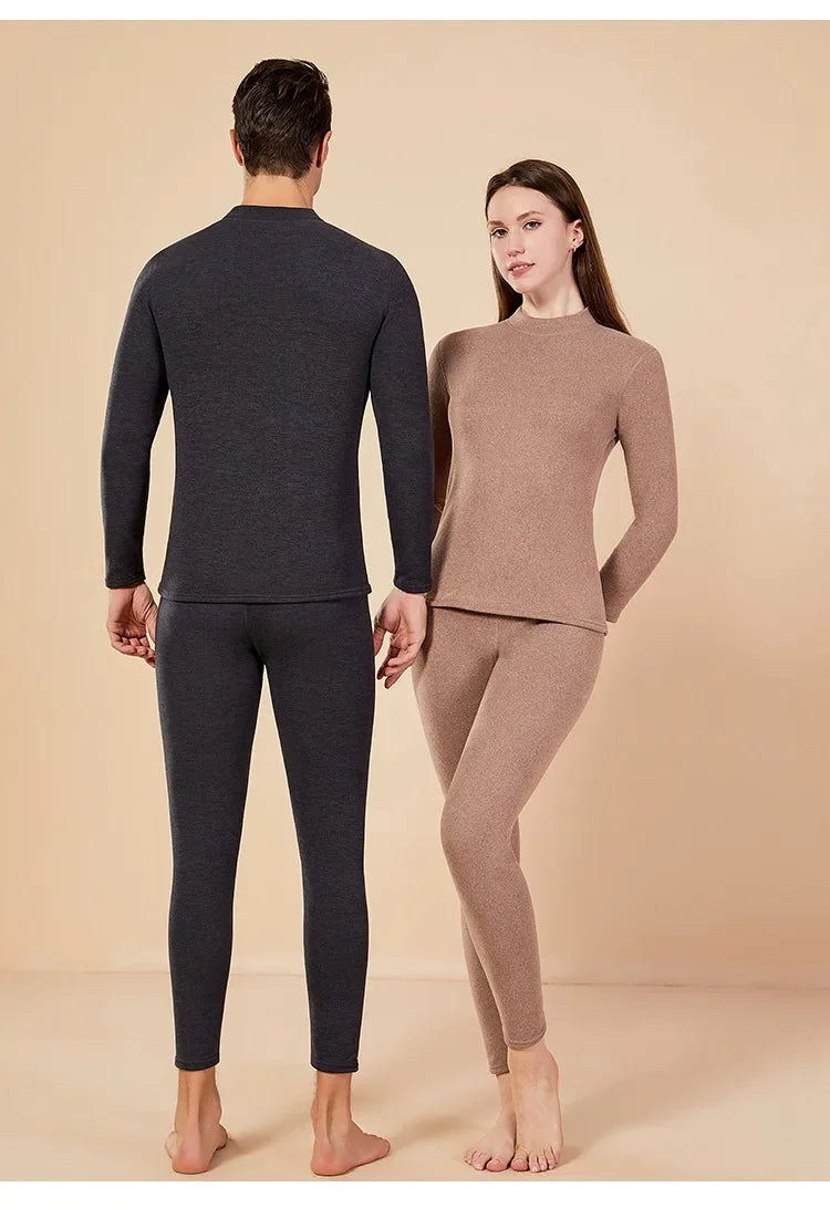 Men's Mock Neck Fleece Thermal Underwear Set