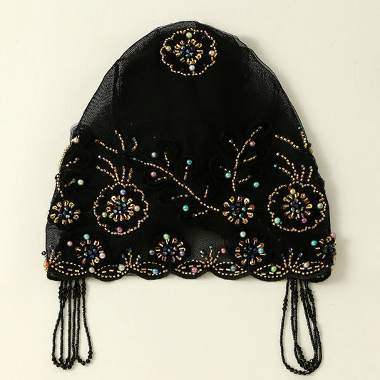 Women’s Luxury Pearl Embroidered Mesh Hijab Cap