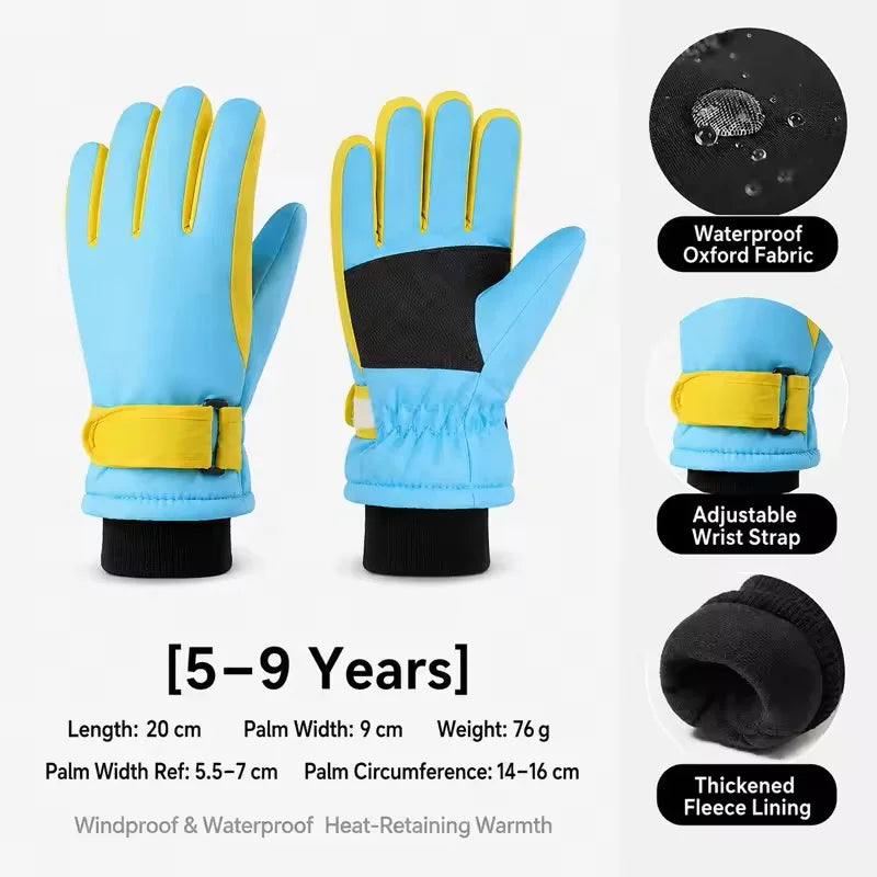 New Children Ski Gloves Keep Finger Warm Waterproof Thicken Mittens Winter Snowboard Snow Kids Gloves for Boys Girl Accessories