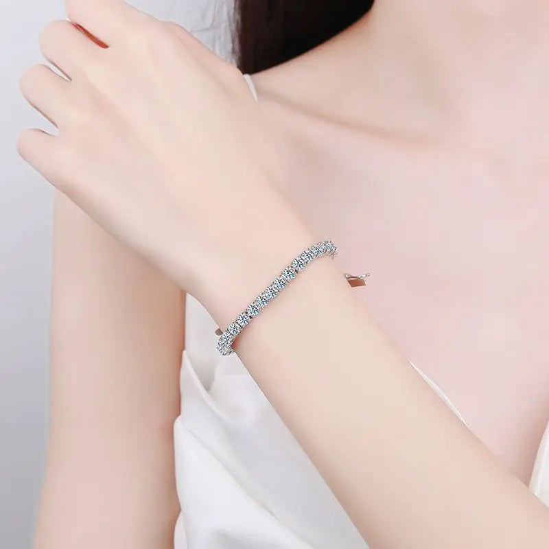 Factory Price D VVS1 Moissanite Tennis Bracelet – 925 Sterling Silver Single Row Classic Bracelet for Women & Men with GRA Certificate