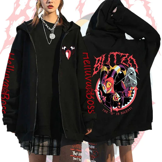 Helluva Boss Graphic Fleece Hoodie – Casual Unisex Printed Long-Sleeve Hooded Sweatshirt for Fall, Winter & Everyday Streetwear