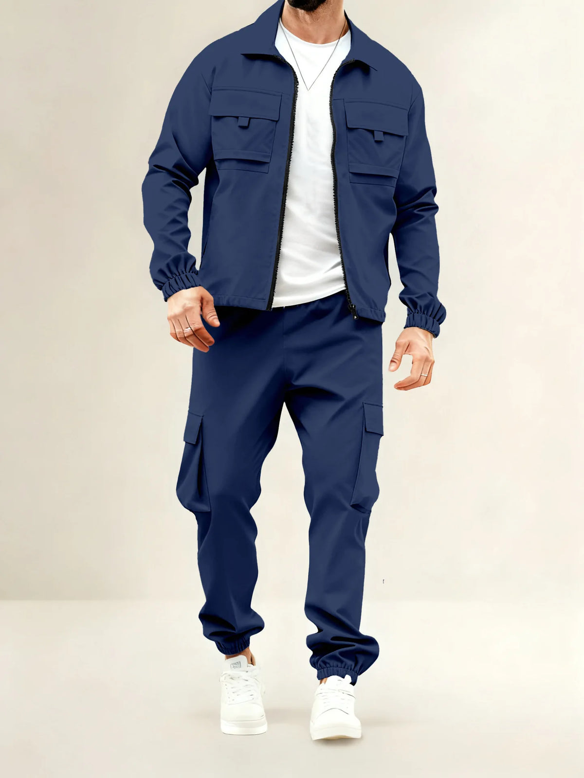 The men's stylish zipper coat and long pants set combines the elements of tactical casual style and sportswear collection-F15