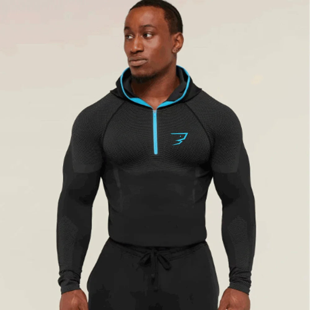 Men’s Quick-Dry Half-Zip Compression Hoodie