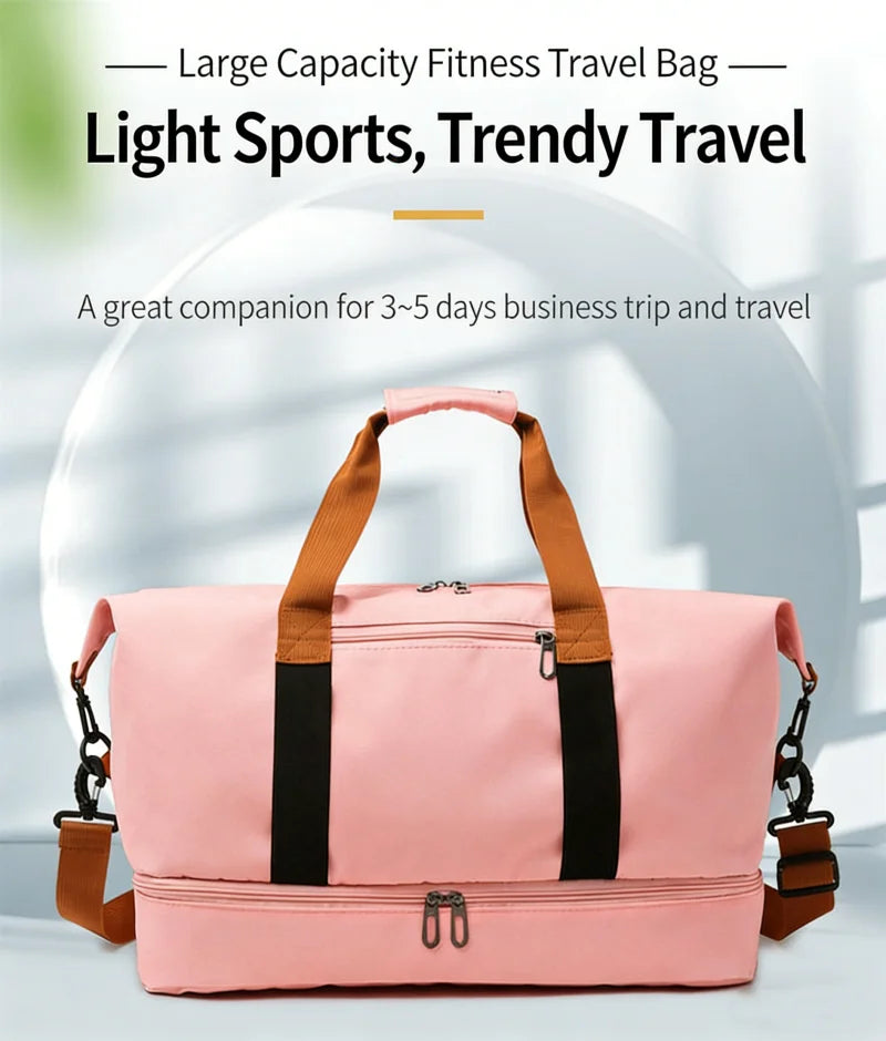 Travel Gym Duffle Bag with Shoe Compartment – Portable Fitness Shoulder & Crossbody Carry-On Bag for Workouts and Weekend Trips
