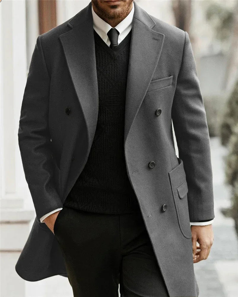 Modern Man Trench Coat Customized Full Man Terno Fashion Notched Lapel Double Breasted Elegant Men's Winter Jacket Men Jacket