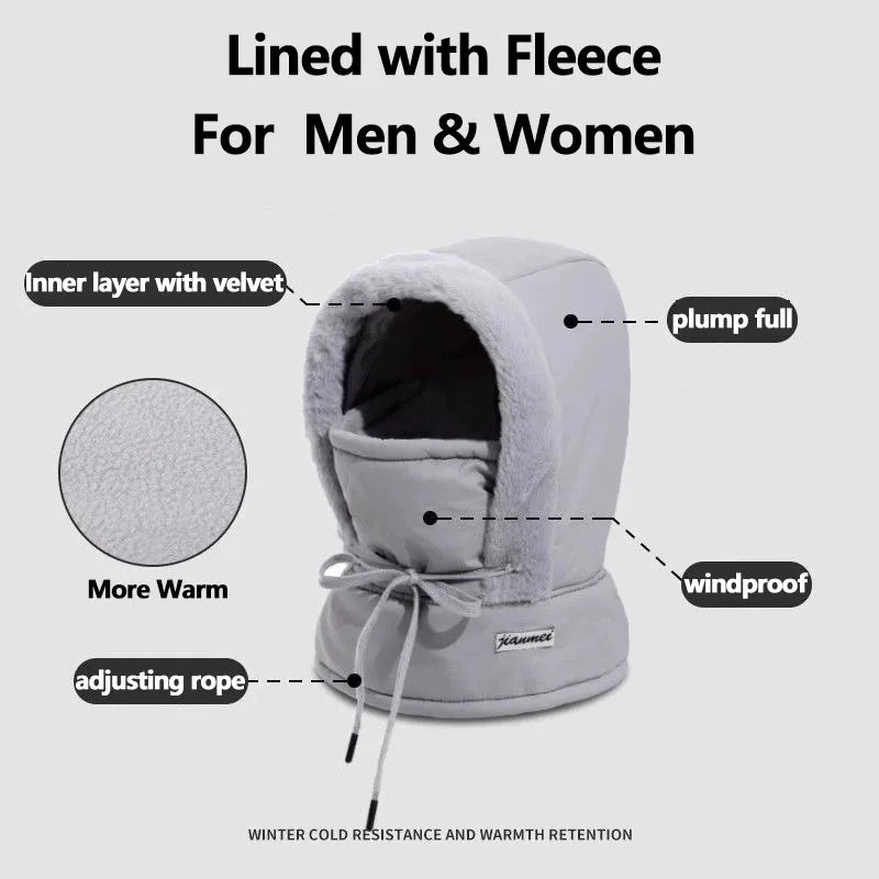 Winter Motorcycle Warm Neck Gaiter Windproof Outdoor Sports Mask Face Balaclava Cotton 3-in-1 Beanies Cap Warm Face Protection