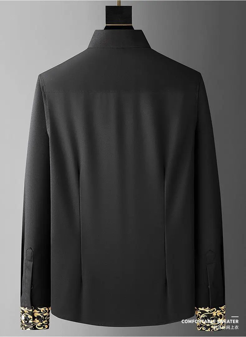 Japanese Style Light Luxury Summer Men's Square Collar Embroid Single Breasted Fashion Casual Long Sleeve Loose Shirts Tops