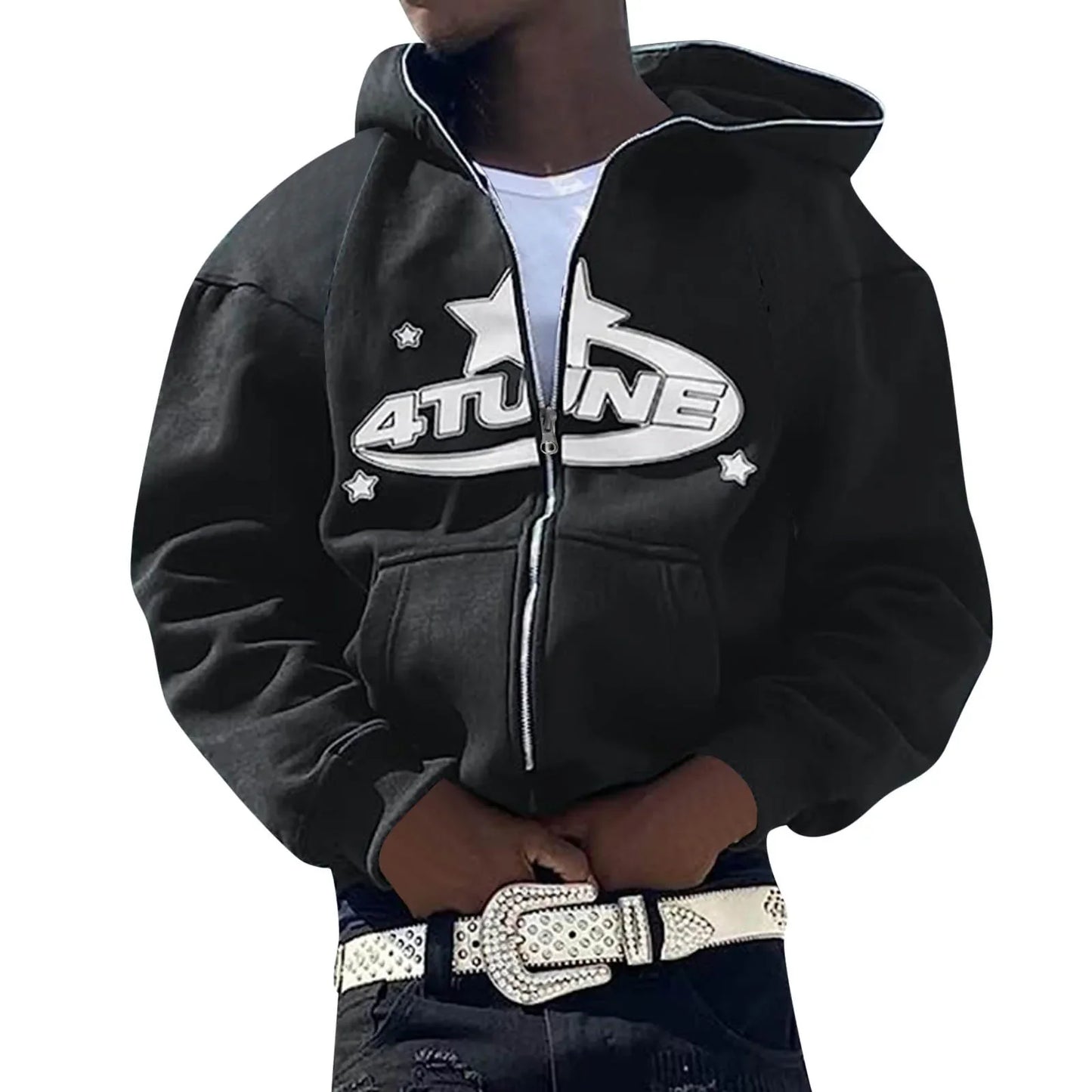 Men’s Hip Hop Printed Zip Hoodie