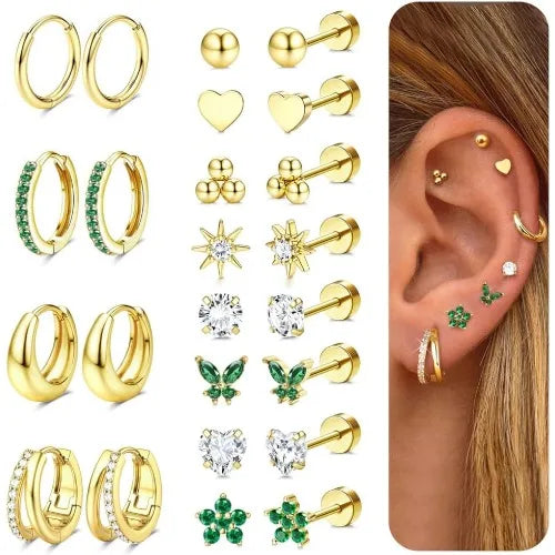 14K Gold-Plated Stainless Steel Classic Stud Earrings