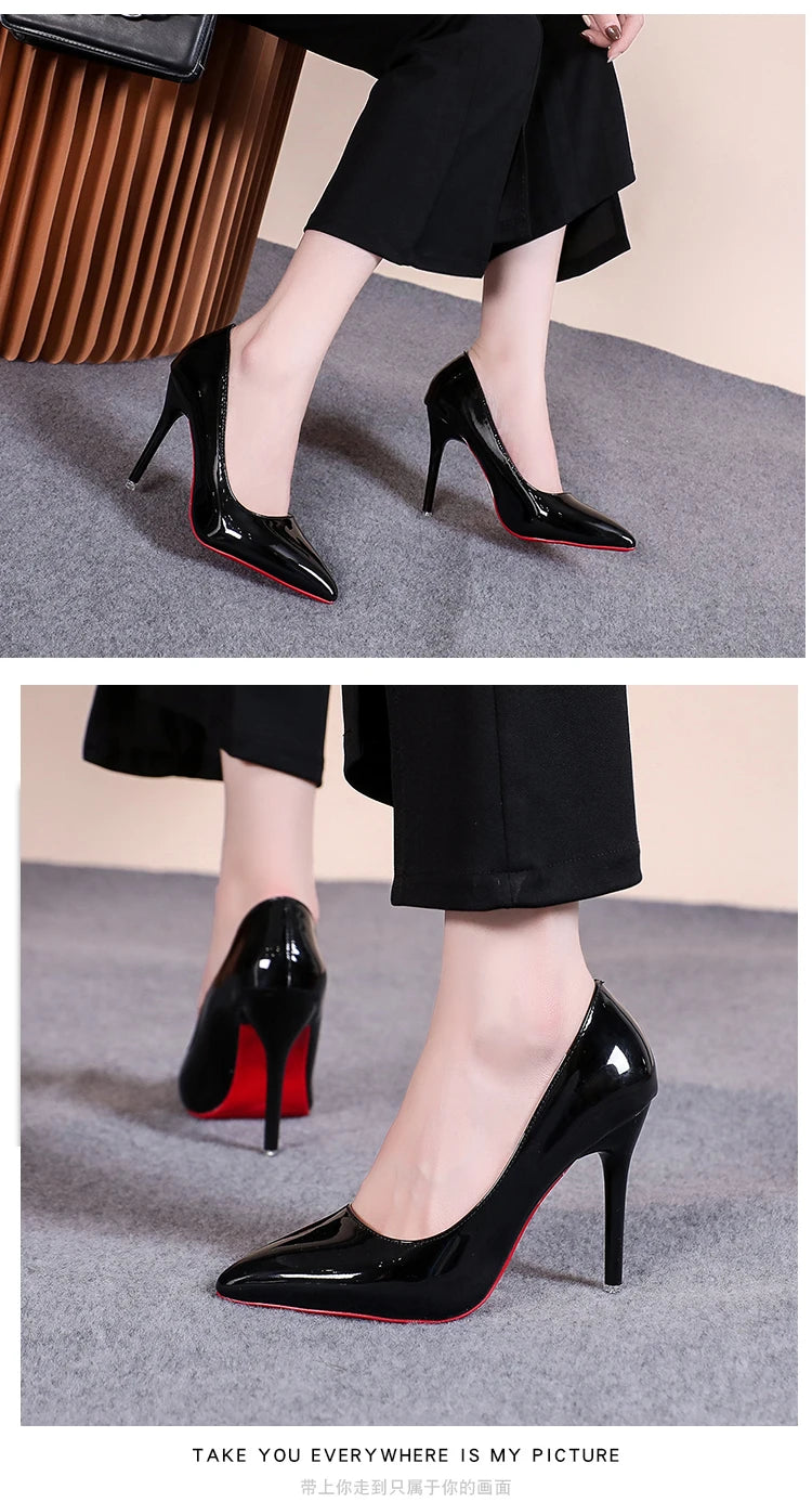 Classic Patent Pointed Toe Stiletto Pumps