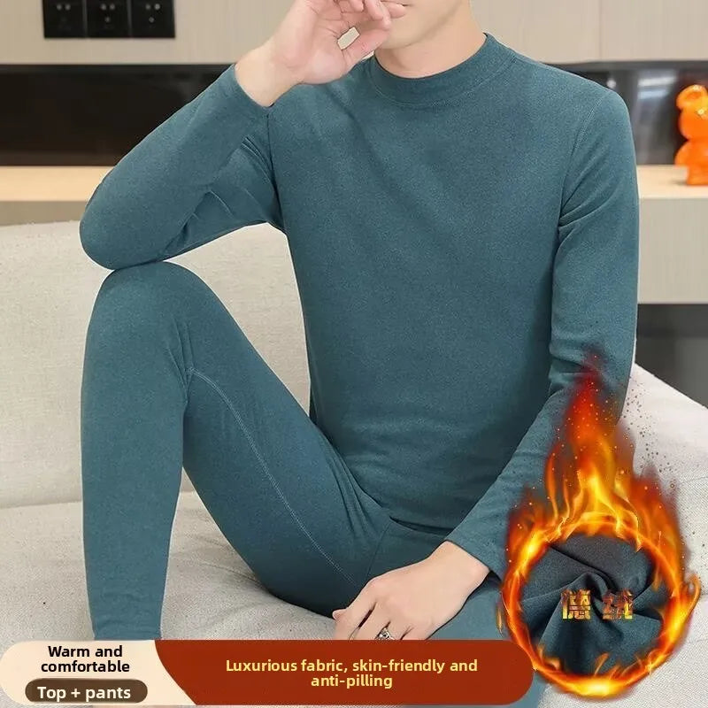 Men's Fleece-Lined Mock Neck Thermal Set
