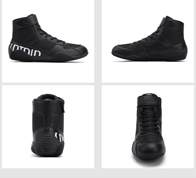 New Men's Large Wrestling Shoes Mesh Breathable Boxing Shoes Anti Slip Wear Resistant Sneaker Fashionable Casual High Sport Shoe