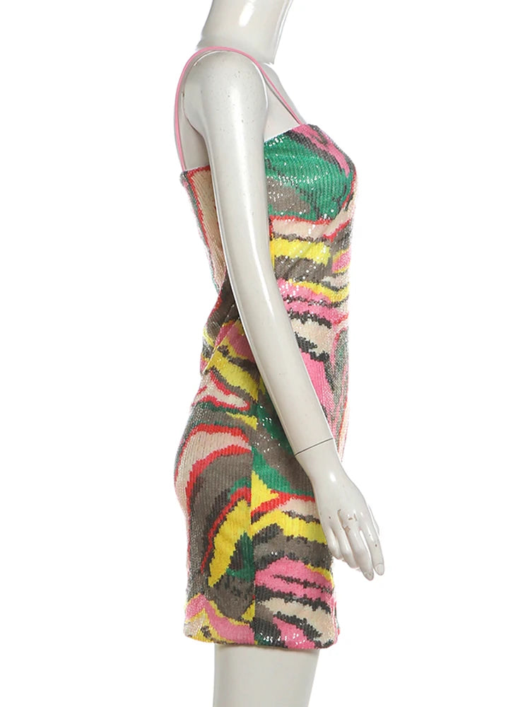 Women’s Sexy V-Neck Patchwork Mini Dress