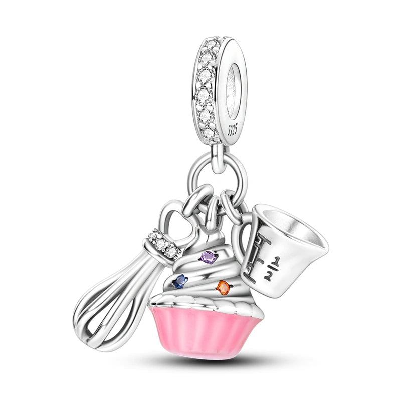 925 Sterling Silver Pink Ballet Girl Bow Pendant Charm Bead for Women – Elegant DIY Jewelry Making Charm for Bracelets & Necklaces