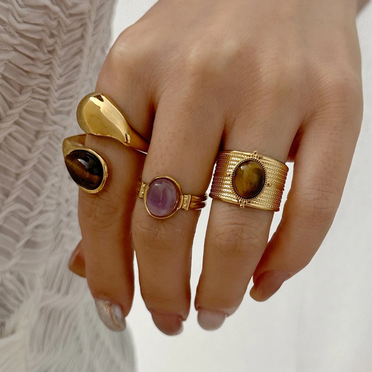 Women’s Stainless Steel Irregular Punk Statement Ring