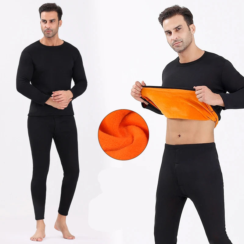 Men's Thick Fleece-Lined Thermal Underwear Set