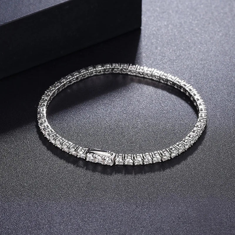 Factory Price D VVS1 Moissanite Tennis Bracelet – 925 Sterling Silver Single Row Classic Bracelet for Women & Men with GRA Certificate