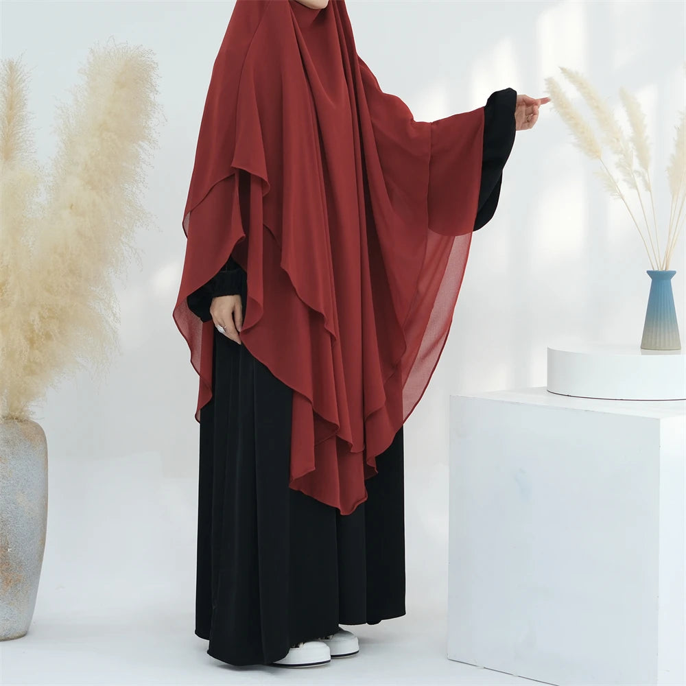 Women’s Elegant Chiffon Khimar & Abaya Set