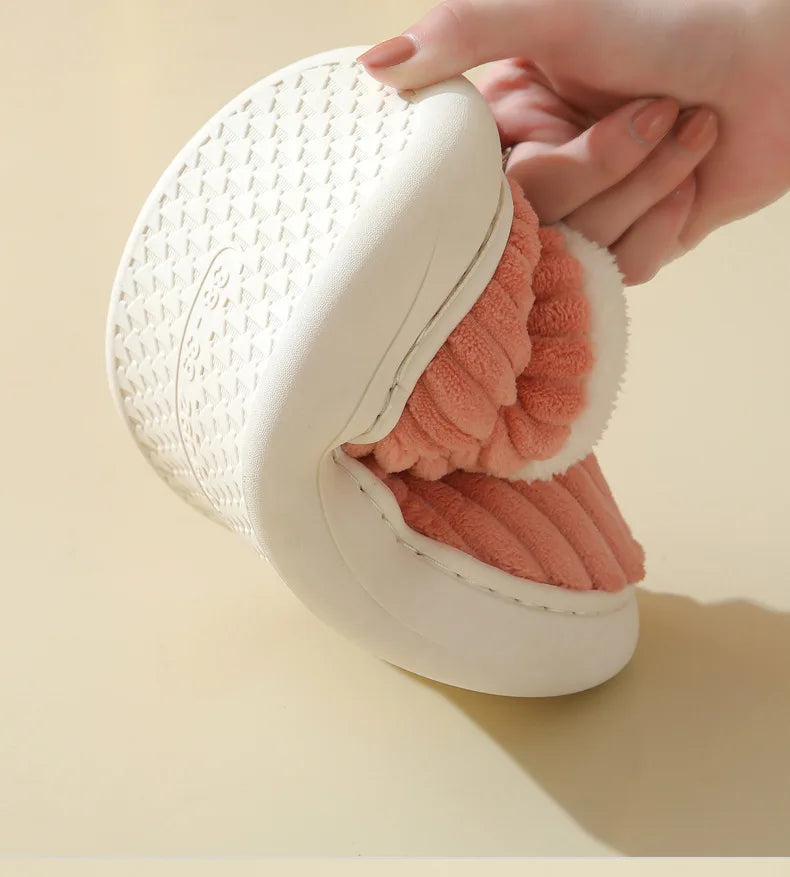 Evshine Soft Sole Slippers For Women Winter Fashion Women Fur Slippers Fuzzy Plush Men Slippers Warm Furry Women Cotton Shoes