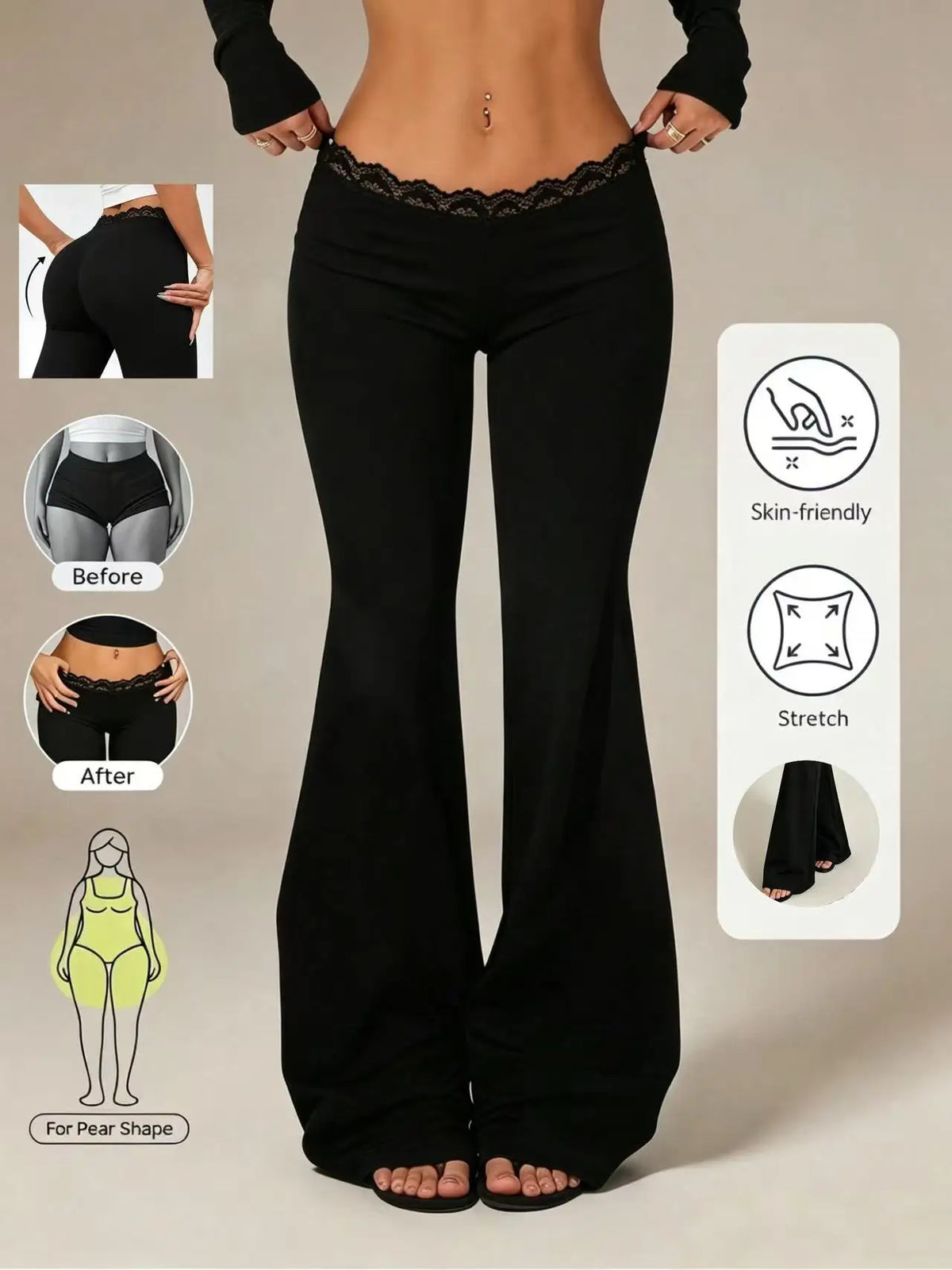 Women’s High-Waist Lace Flare Leggings