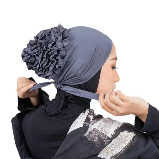 Women’s Chiffon Flower Turban Hijab Cap