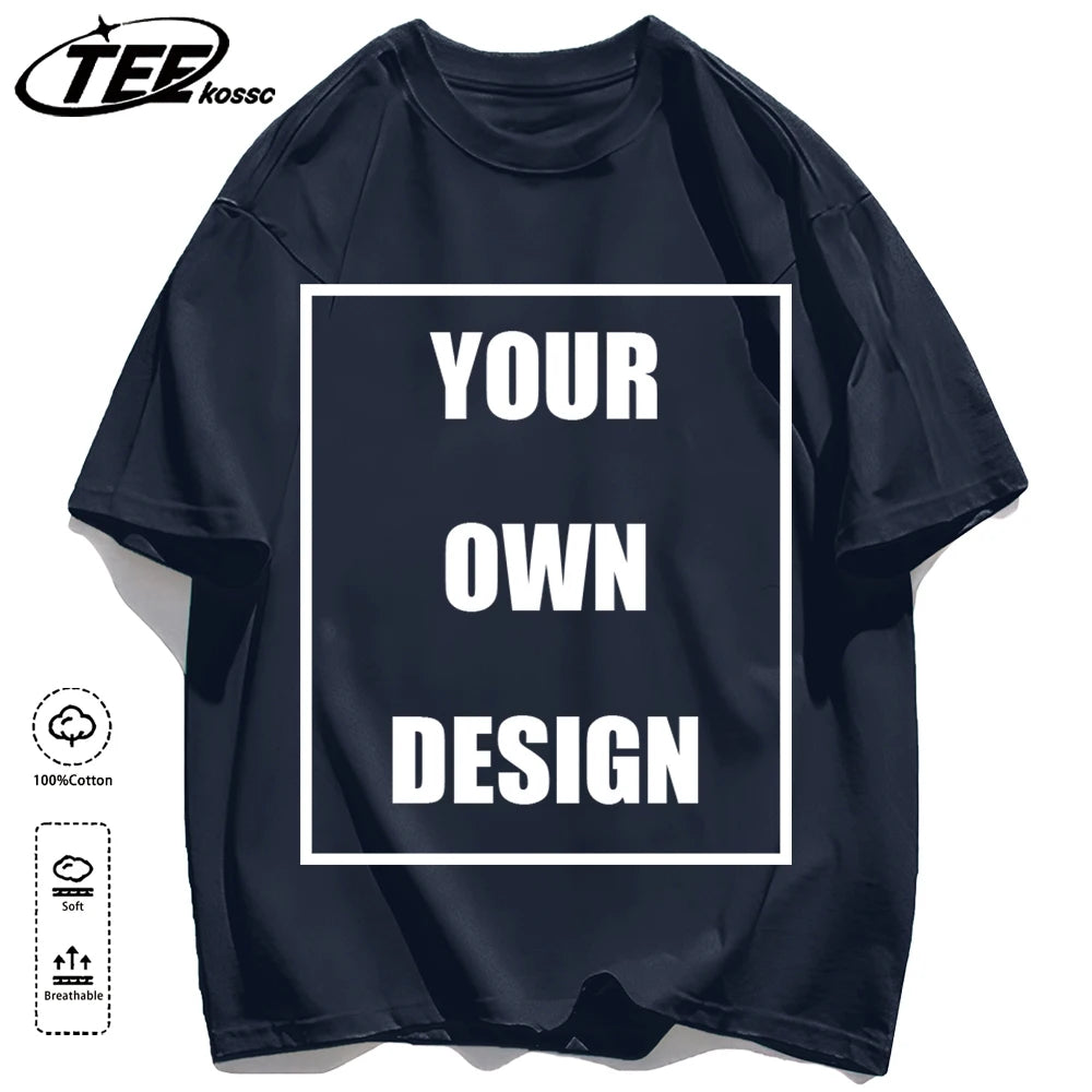 Customized LOGO Picture Men's Cotton T-Shirt Summer Colour Loose Short Sleeves Comfortable Fashion T Shirts Unisex O-Neck DIY Te
